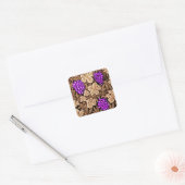 William Morris Grapevine, Brown en Paars Vierkante Sticker (Envelop)