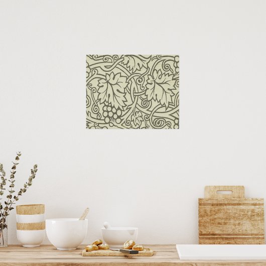 William Morris Grapevine Green Wallpaper Poster (Keuken)