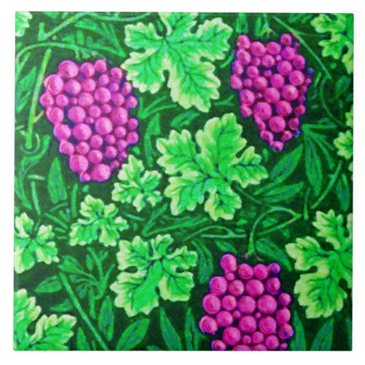 William Morris Grapevine, Magenta en Green Tegeltje (Voorkant)