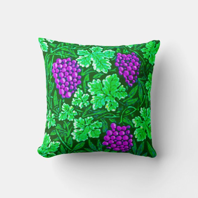 William Morris Grapevine, Paars en groen Kussen (Voorkant)