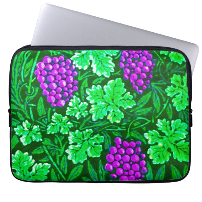 William Morris Grapevine, Paars en groen Laptop Sleeve (Voorkant)