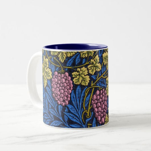 William Morris Grapevine (Wine Vines) Patroon Tweekleurige Koffiemok (Voorkant links)