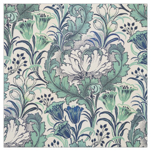 William Morris Green Blauwgroen Cream Floral Patte Stof