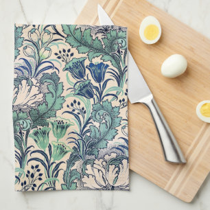 William Morris Green Blauwgroen Cream Floral Patte Theedoek