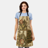 William Morris Green en Beige Bloemen en Vogels Schort (Gedragen)