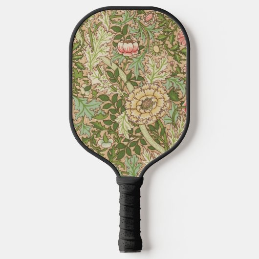 William Morris Green Floral Pickleball Paddle (Voorkant)