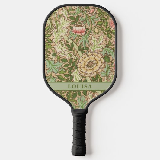 William Morris Green Floral Pickleball Paddle (Achterkant)