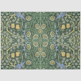 William Morris Green Floral Vintage White Daisies Tissuepapier