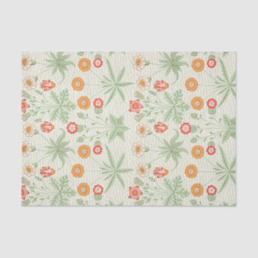 William Morris Green Flower Pattern Design Tissuepapier (Voorkant)