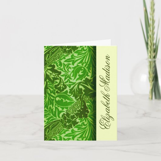 William Morris Green Leaves Personalized Note Kaar Notitiekaartje (Voorkant)