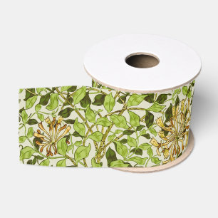 William Morris Green Lonicera Bloemige Behang Grosgrain Lint