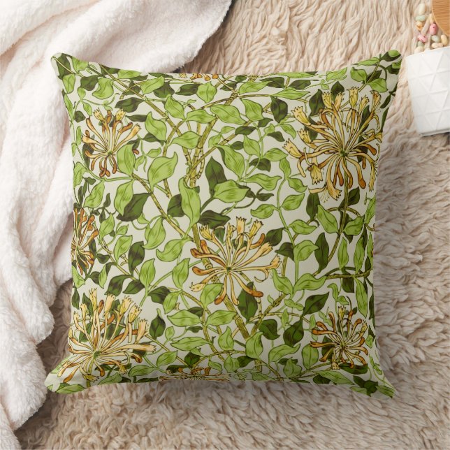 William Morris Green Lonicera Bloemige Behang Kussen (Deken)