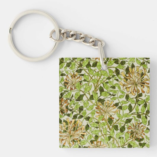 William Morris Green Lonicera Bloemige Behang Sleutelhanger (Voorkant)