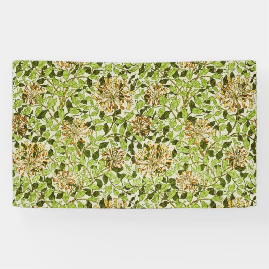 William Morris Green Lonicera Bloemige Behang Spandoek (Horizontaal)