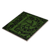 William Morris Green Monogram Brief L Tegeltje (Zijkant)
