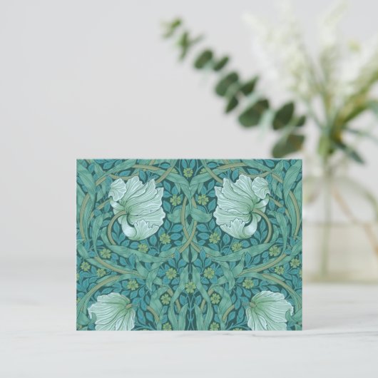 William Morris - Green Pimpernel Pattern Briefkaart (Staand voorkant)