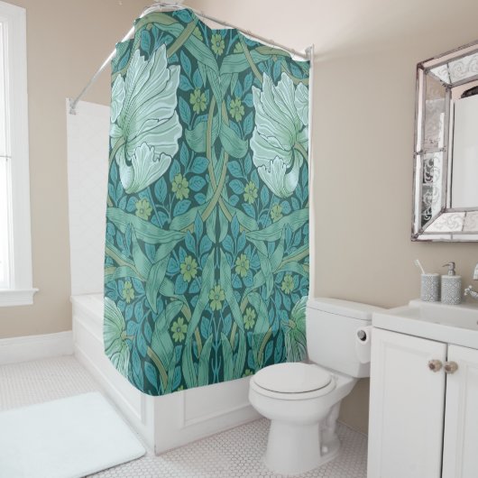 William Morris - Green Pimpernel Pattern Douchegordijn (In situ)