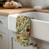 William Morris Green Rust en Cream Bloemen Patroon Theedoek