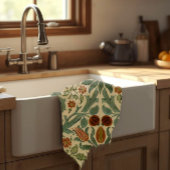 William Morris Green Rust en Cream Bloemen Patroon Theedoek