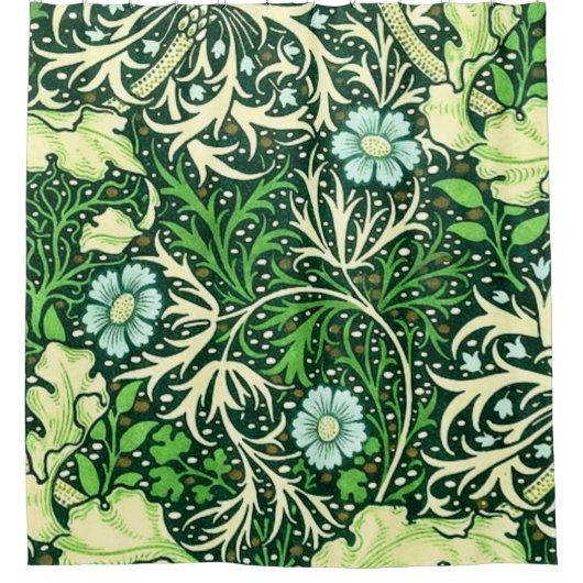 William Morris - Green Seaweed Pattern Douchegordijn (Voorkant)