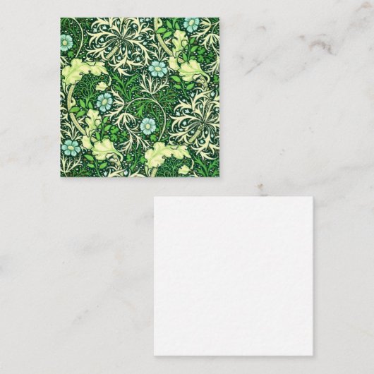 William Morris - Green Seaweed Pattern Vierkante Visitekaartje (Voorkant / Achterkant)