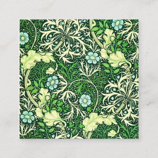 William Morris - Green Seaweed Pattern Vierkante Visitekaartje (Voorkant)