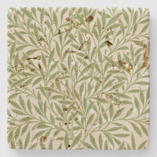  William Morris Green Willow Leaves Pattern Stenen Onderzetter (Voorkant)