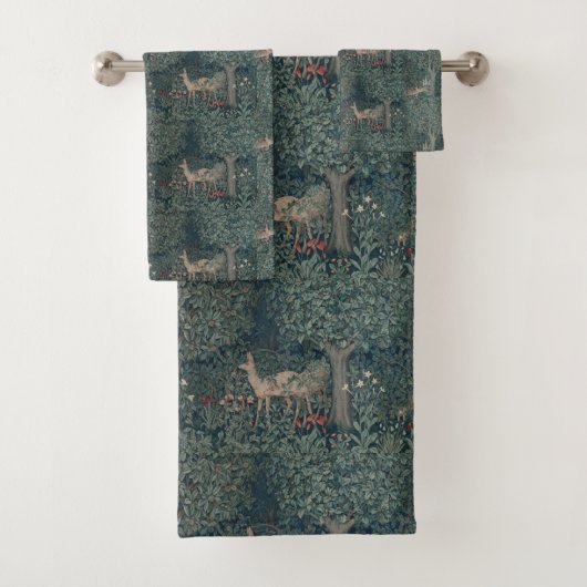  William Morris Greenery Forest Animals Bad Handdoek (Insitu)