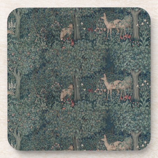  William Morris Greenery Forest Animals Bier Onderzetter (Voorkant)