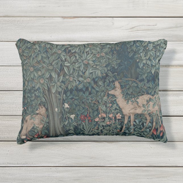  William Morris Greenery Forest Animals Buitenkussen (Voorkant)