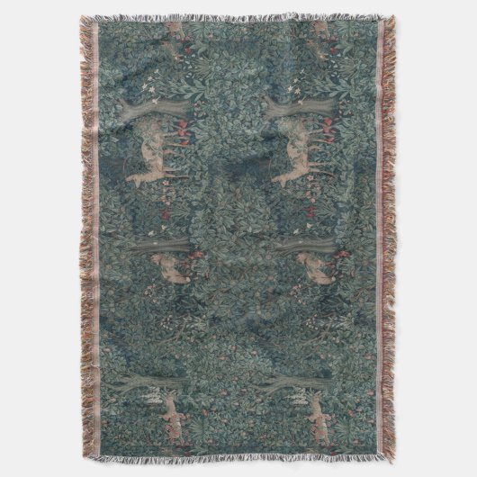  William Morris Greenery Forest Animals Deken (Voorkant Verticaal)