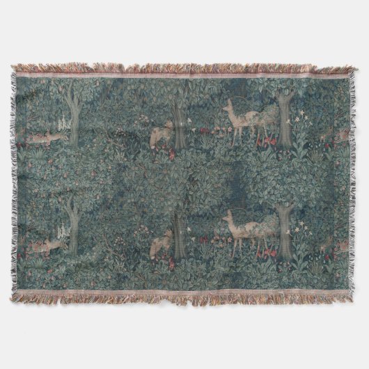  William Morris Greenery Forest Animals Deken (Voorkant)