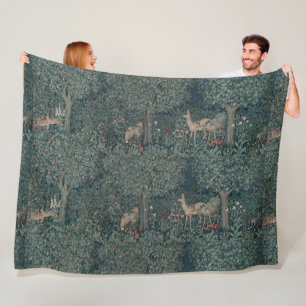  William Morris Greenery Forest Animals Fleece Deken