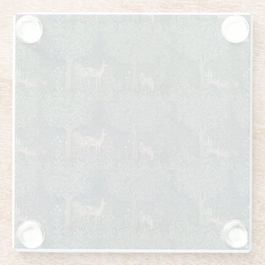  William Morris Greenery Forest Animals Glazen Onderzetter (Achterkant)