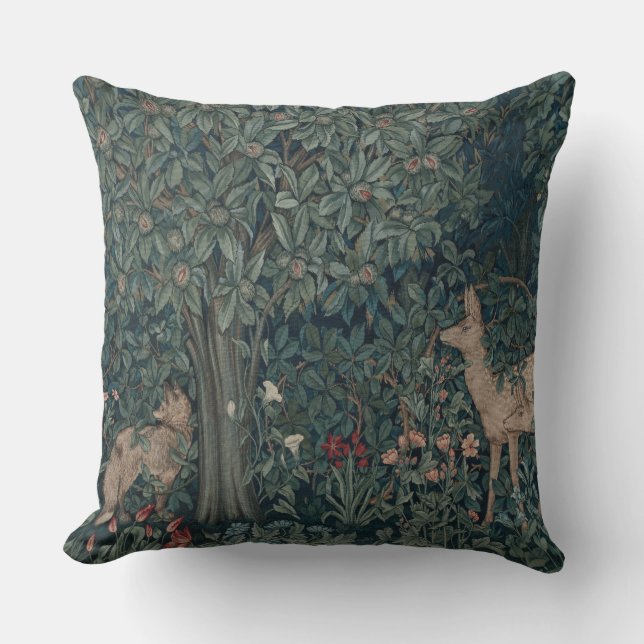  William Morris Greenery Forest Animals Kussen (Voorkant)