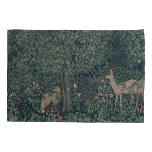  William Morris Greenery Forest Animals Kussensloop (Achterkant-Links)