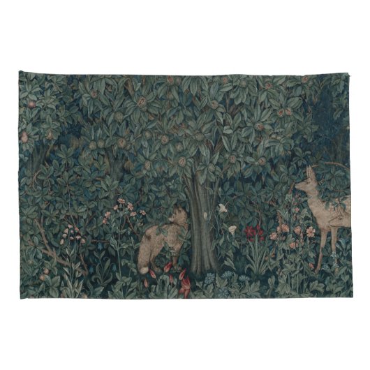  William Morris Greenery Forest Animals Kussensloop (Achterkant-Rechts)