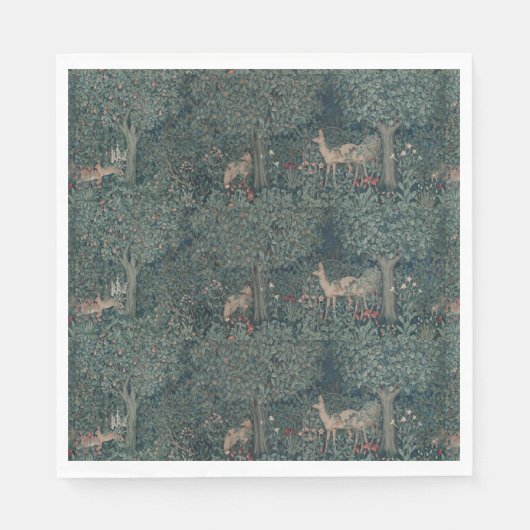  William Morris Greenery Forest Animals Servet (Voorkant)