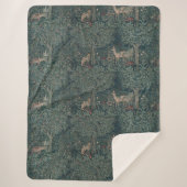  William Morris Greenery Forest Animals Sherpa Deken (Voorkant)