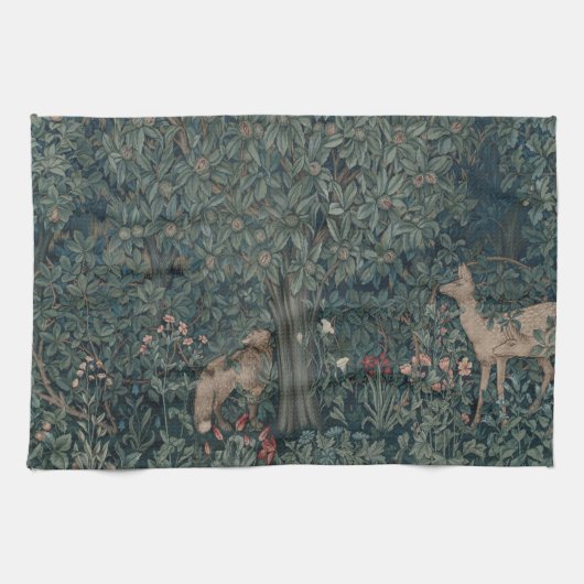  William Morris Greenery Forest Animals Theedoek (Horizontaal)