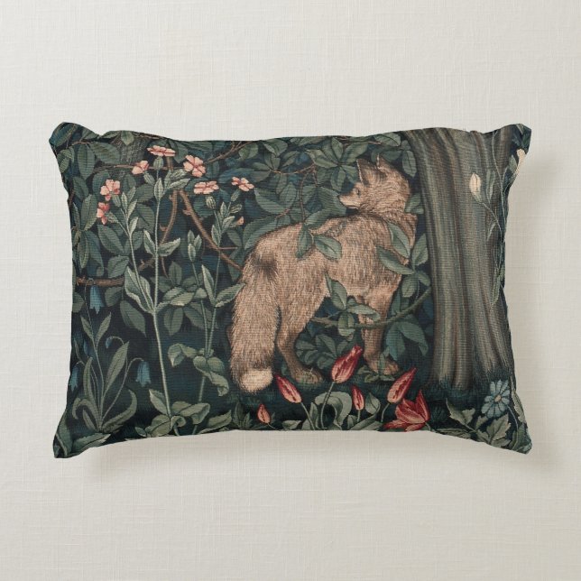 William Morris Greenery Fox Wildlife Accent Kussen (Voorkant)