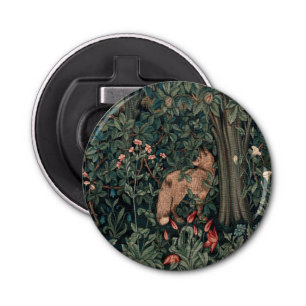 William Morris Greenery Fox Wildlife Button Flesopener