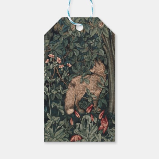 William Morris Greenery Fox Wildlife Cadeaulabel (Voorkant)