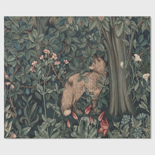 William Morris Greenery Fox Wildlife Cadeaupapier (Vlak)