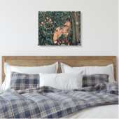 William Morris Greenery Fox Wildlife Canvas Afdruk (Insitu (Slaapkamer))