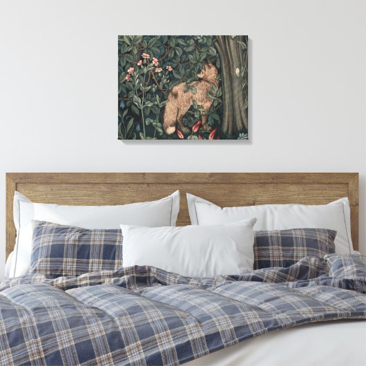 William Morris Greenery Fox Wildlife Canvas Afdruk (Insitu (Slaapkamer))