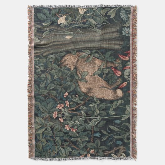 William Morris Greenery Fox Wildlife Deken (Voorkant Verticaal)