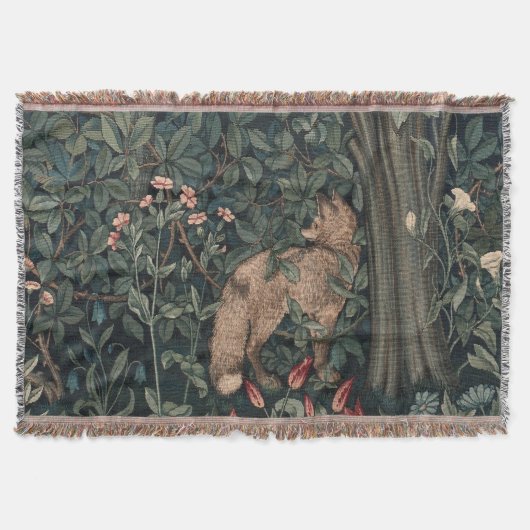 William Morris Greenery Fox Wildlife Deken (Voorkant)