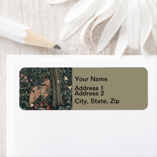 William Morris Greenery Fox Wildlife Etiket (Insitu)