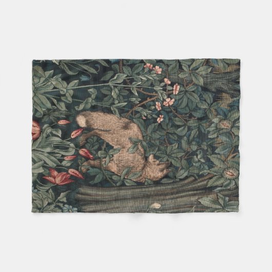 William Morris Greenery Fox Wildlife Fleece Deken (Voorkant (Horizontaal))